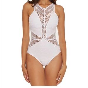 Core Classics Color Play Crochet High Neck One Piece Swimsuit